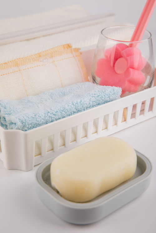 日用品摄影 香皂与毛巾的清洁美学